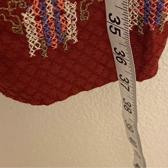 Knox rose red Balloon Long Sleeve Embroidered boho tassel oversized Dress -S - Picture 10 of 13